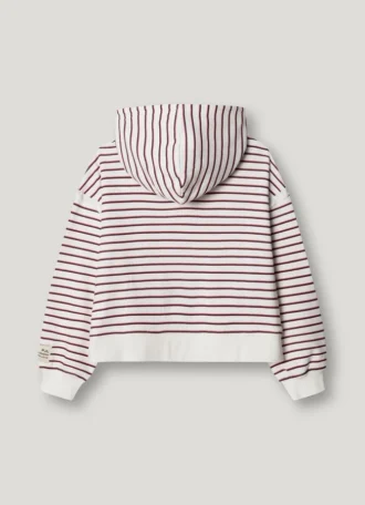 Camisola com capuz às riscas