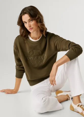 Camisola com logótipo e gola redonda