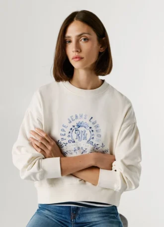 Camisola com logótipo e gola redonda