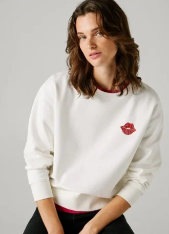 Camisola com logótipo e gola redonda