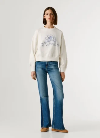 Camisola com logótipo e gola redonda