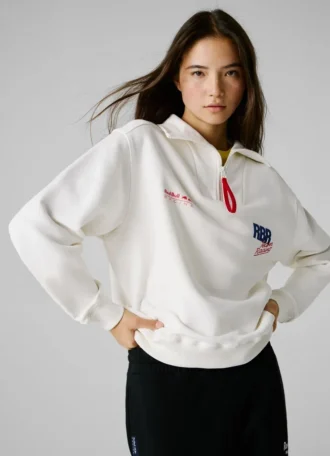 Camisola com meio fecho e corte descontraído