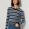 Camisola com riscas e canelado Camisola com riscas e canelado