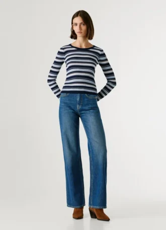 Camisola com riscas e canelado Camisola com riscas e canelado