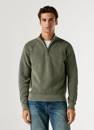 Camisola de gola alta com meio fecho Camisola de gola alta com meio fecho