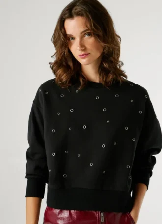 Camisola de gola redonda com tachas