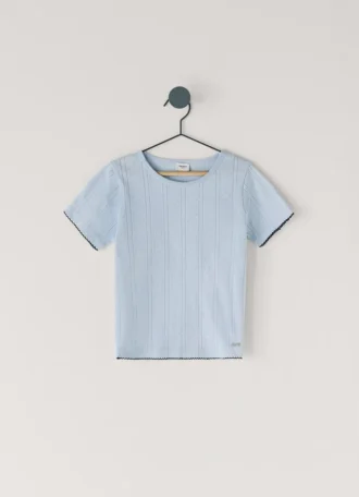 Camisola de gola redonda em malha Pointelle