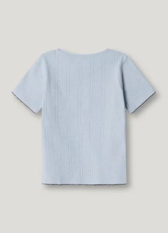 Camisola de gola redonda em malha Pointelle