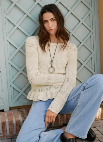 Camisola de gola redonda em mouliné