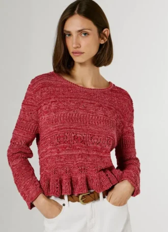 Camisola de gola redonda em mouliné