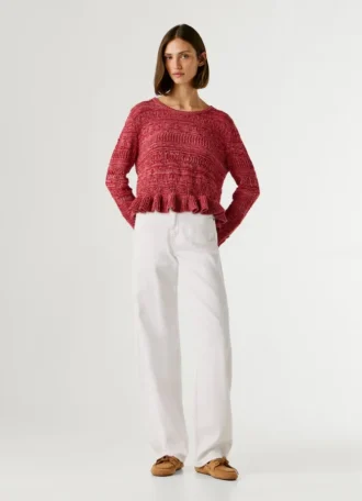 Camisola de gola redonda em mouliné
