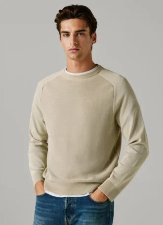 Camisola de gola redonda em piqué