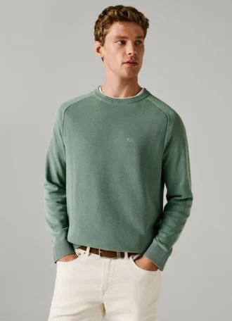 Camisola de gola redonda em piqué