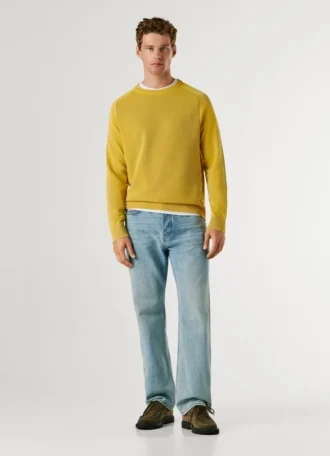 Camisola de gola redonda em piqué