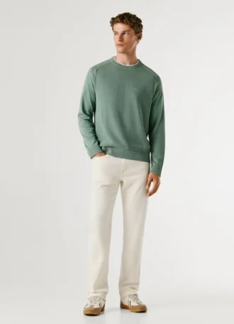 Camisola de gola redonda em piqué