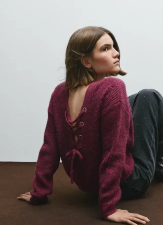 Camisola de malha com decote em V