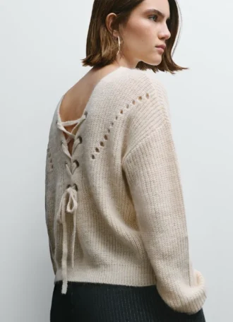 Camisola de malha com decote em V