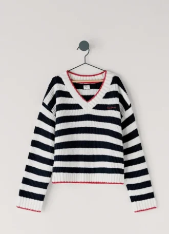 Camisola de malha com decote em V