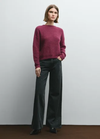 Camisola de malha com decote em V