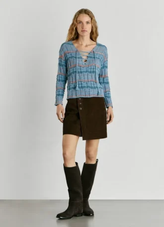 Camisola de malha com decote em V