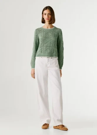 Camisola de malha com decote redondo