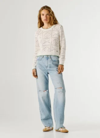Camisola de malha com decote redondo