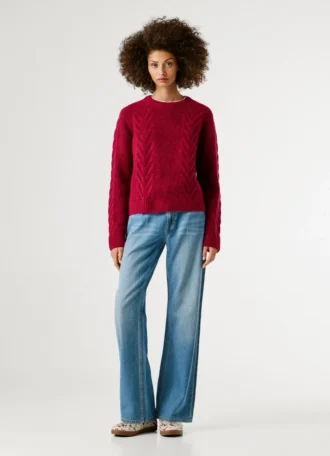 Camisola de malha com gola redonda