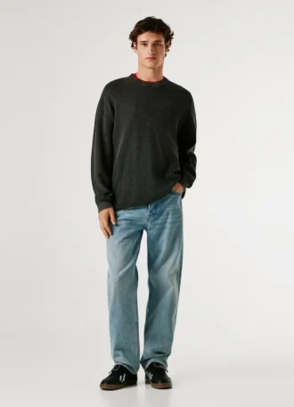 Camisola de malha com gola redonda