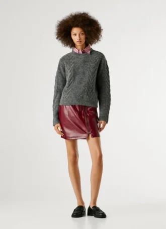 Camisola de malha com gola redonda