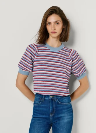 Camisola de malha às riscas Camisola de malha às riscas