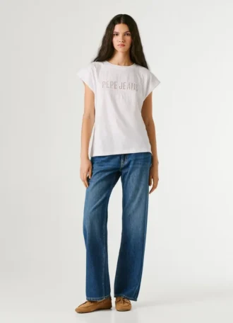 Camisola sem mangas com logótipo em renda
