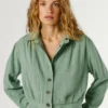 Casaco bomber com gola de camisa Casaco bomber com gola de camisa