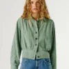 Casaco bomber com gola de camisa Casaco bomber com gola de camisa