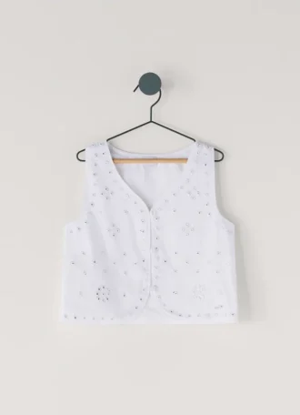 Colete acolchoado com detalhes em renda