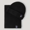 Conjunto de gorro e cachecol canelados