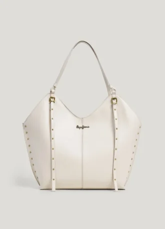 Mala Tote com Efeito de Couro e Tachas