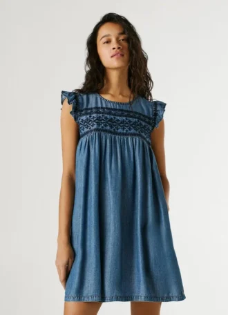 Mini-vestido com detalhes bordados