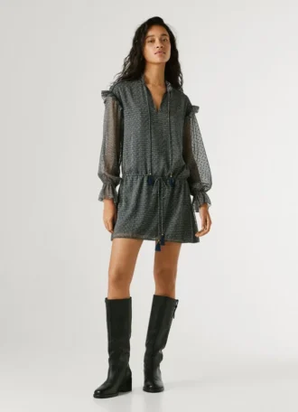 Mini-vestido com folhos