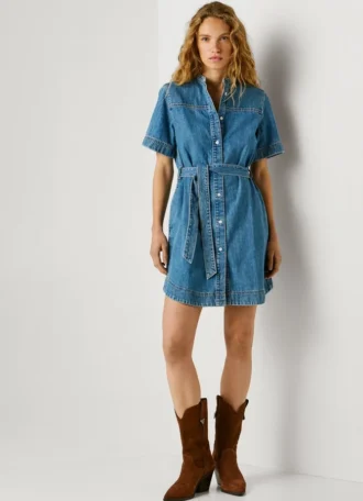 Mini-vestido em ganga de corte regular