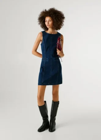 Mini-vestido em ganga de corte regular