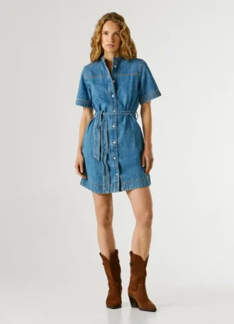 Mini-vestido em ganga de corte regular