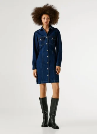 Mini-vestido em ganga de corte regular