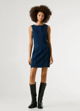 Mini-vestido em ganga de corte regular