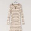 Mini-vestido às riscas com canelado Mini-vestido às riscas com canelado