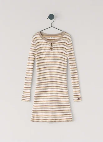 Mini-vestido às riscas com canelado