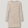 Mini-vestido às riscas com canelado Mini-vestido às riscas com canelado