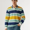 Polo de manga comprida com riscas de râguebi Polo de manga comprida com riscas de râguebi