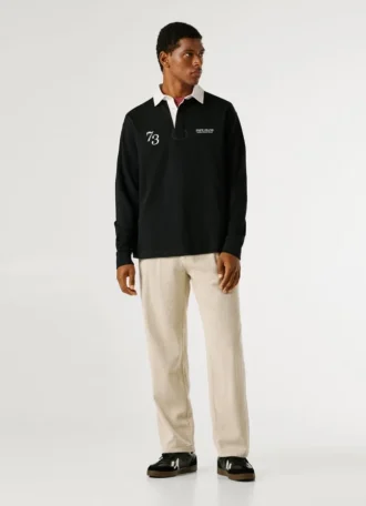 Polo de râguebi com logótipo estampado
