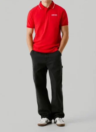 Polo em piqué com logótipo estampado