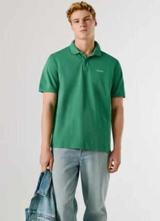 Polo em piqué tingida na peça